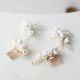 Crystal Bridal Wedding Hair Comb - Ceramic Flower Hair Accessory