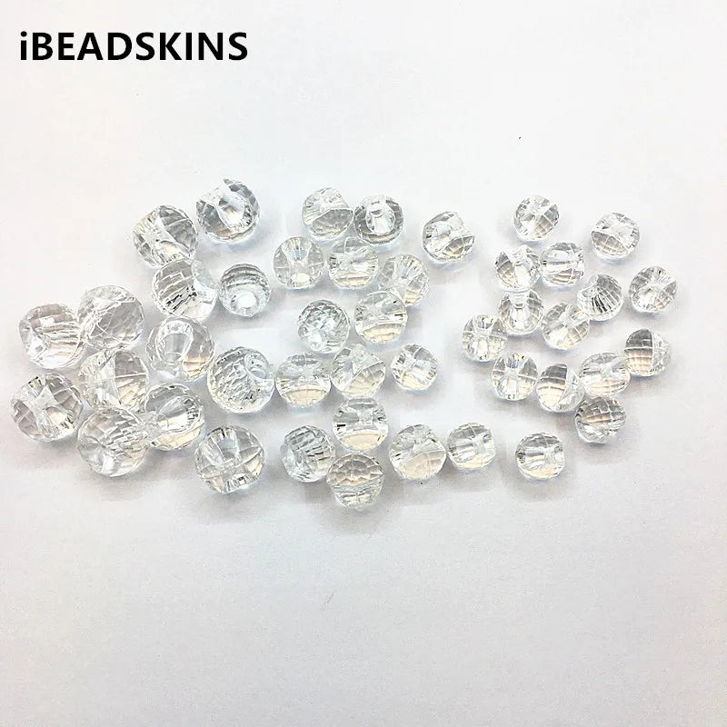 Clear Faceted Ball-shape Beads for DIY Jewelry, Earring Accessories