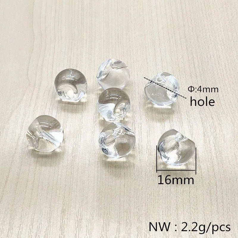 Clear Slippery Ball-shape Beads for DIY Jewelry, Headdress Accessories