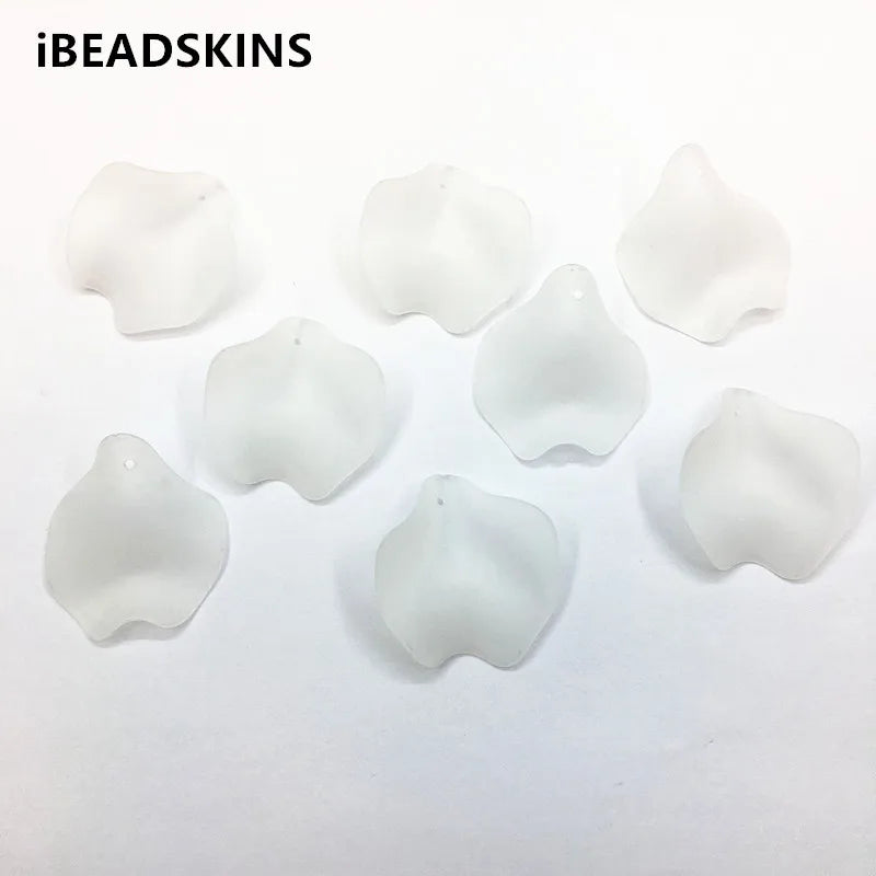Frosted matte Clear Leaves shape beads for Jewelry DIY