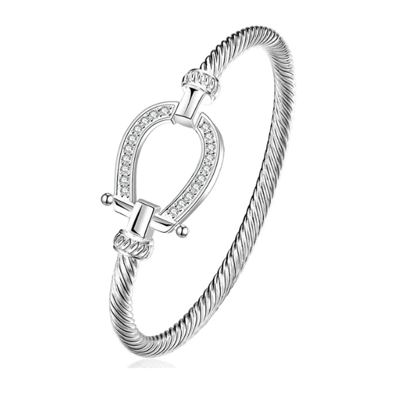 Silver-plated Rhinestone Wrap Cuff Bracelets