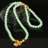 Gold Multilayer Bracelets with Light Green Jade Stone Chalcedony Beads
