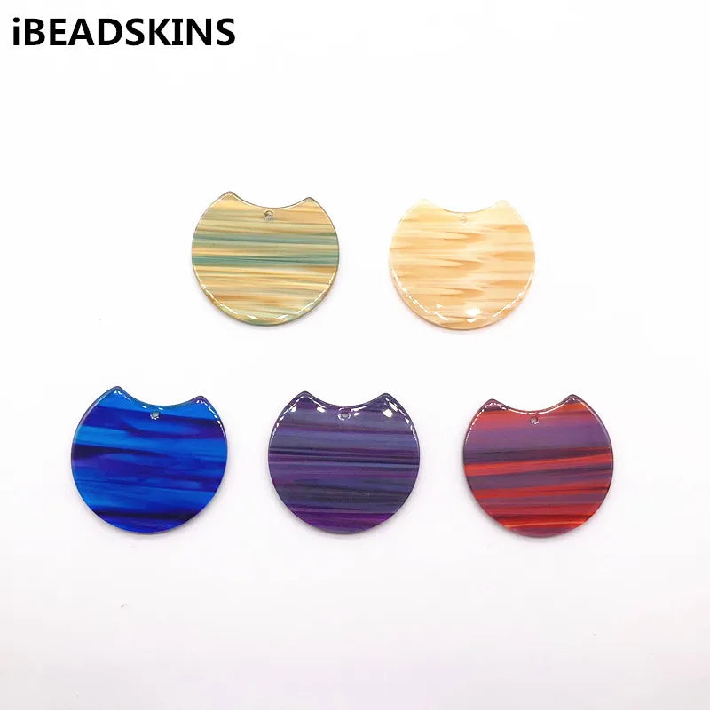 50pcs Acetic Acid Round Charms for Earring Accessories