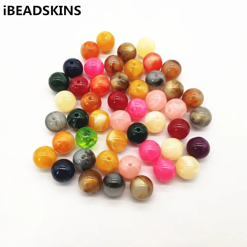 Acrylic Marble Effect Round Beads for DIY Jewelry Making