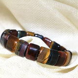 Natural Multicolor Tiger Eye Stone Beads Bracelet 7.5inch