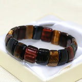 Natural Multicolor Tiger Eye Stone Beads Bracelet 7.5inch