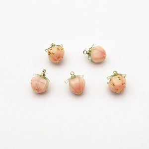 50pcs Pink Acrylic Flower Earring DIY Charm Jewelry Findings 14x11mm