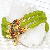 Olive Green Chalcedony Jades Stone Bracelets for Women