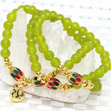 Olive Green Chalcedony Jades Stone Bracelets for Women