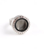 Stainless Steel Magnetic Floating Locket Ring with Crystals