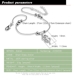 Arrival 925 Silver Anklets Four-Leaf Clover Ankle Jewelry Birthday Beach J?ias