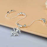 Arrival 925 Silver Anklets Four-Leaf Clover Ankle Jewelry Birthday Beach J?ias