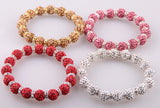 Disco Pave Ball Bracelet with Crystal Spacers