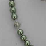 12mm Army Green Shell Pearl Beads Necklace with Magnet Clasp