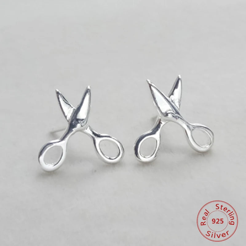 925 Silver Earrings Scissors Fancy Jewelry