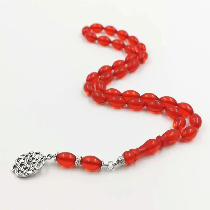 Red Tasbih 33 beads Islamic rosary muslim prayer beads Misbaha
