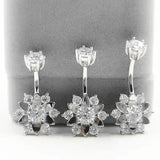 925 Sterling Silver Flower Belly Ring CZ Navel Piercing