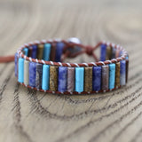 Natural Stone Beads Leather Wrap Bracelet Couples Jewelry