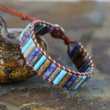 Natural Stone Beads Leather Wrap Bracelet Couples Jewelry