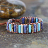 Natural Stone Beads Leather Wrap Bracelet Couples Jewelry