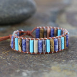 Natural Stone Beads Leather Wrap Bracelet Couples Jewelry