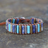 Natural Stone Beads Leather Wrap Bracelet Couples Jewelry