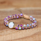 Opal Stone Charm Braid Bracelet Boho Wrap Jewelry