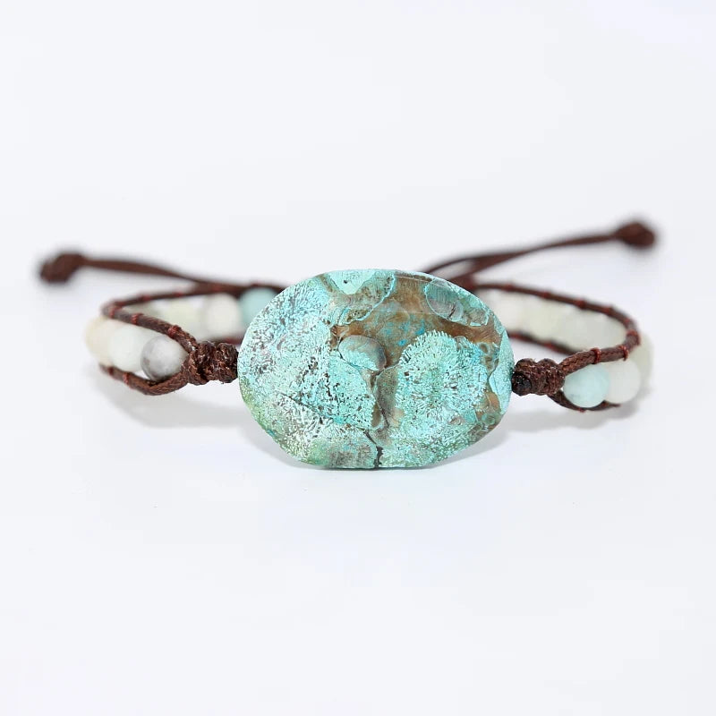 Ocean-jaspers Charm Wrap Bracelet Natural Stones