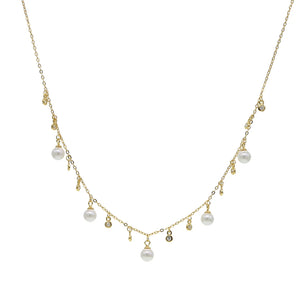 Women's Freshwater Pearl Choker Necklace 925 Silver CZ Statement Jewelry