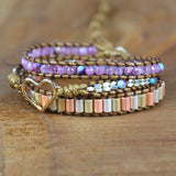 Women's Heart Charm Leather Wrap Bracelet