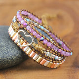 Women's Heart Charm Leather Wrap Bracelet