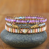 Women's Heart Charm Leather Wrap Bracelet