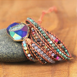 Heart Charm Leather Wrap Bracelet for Women Boho Jewelry