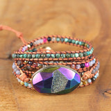 Heart Charm Leather Wrap Bracelet for Women Boho Jewelry