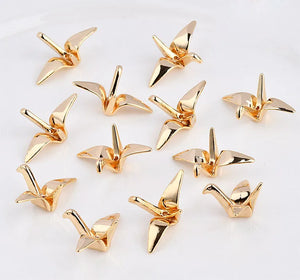 20pcs Cartoon Paper Crane Charms DIY Earring Pendants