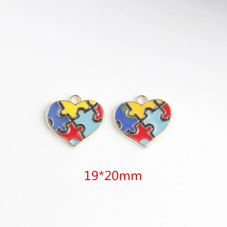 30pcs Puzzle Pattern Print Alloy Floating Locket Charms DIY Jewelry