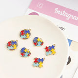 30pcs Puzzle Pattern Print Alloy Floating Locket Charms DIY Jewelry