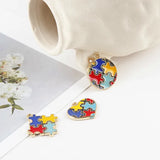 30pcs Puzzle Pattern Print Alloy Floating Locket Charms DIY Jewelry