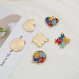 30pcs Puzzle Pattern Print Alloy Floating Locket Charms DIY Jewelry