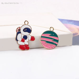 30pcs Round Alloy Drop Oil Floating Locket Charms DIY Jewelry Earrings Pendants