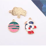 30pcs Round Alloy Drop Oil Floating Locket Charms DIY Jewelry Earrings Pendants