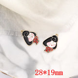 40pcs Alloy Kimono Girls Floating Locket Charms DIY Jewelry Earring Accessory