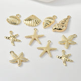 40pcs Ocean Starfish Scallop Conch Floating Locket Charms DIY Jewelry