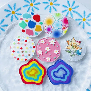 50pcs/lot 36mm Geometry Pattern Acrylic Beads DIY Jewelry Earring Accessory