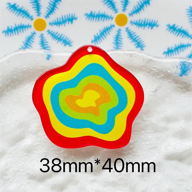 50pcs/lot 36mm Geometry Pattern Acrylic Beads DIY Jewelry Earring Accessory