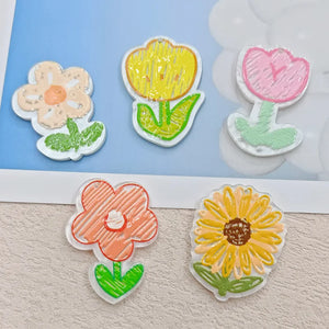 50pcs Relief Effect Acrylic Florals Beads DIY Earring Accessory