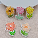 50pcs Relief Effect Acrylic Florals Beads DIY Earring Accessory