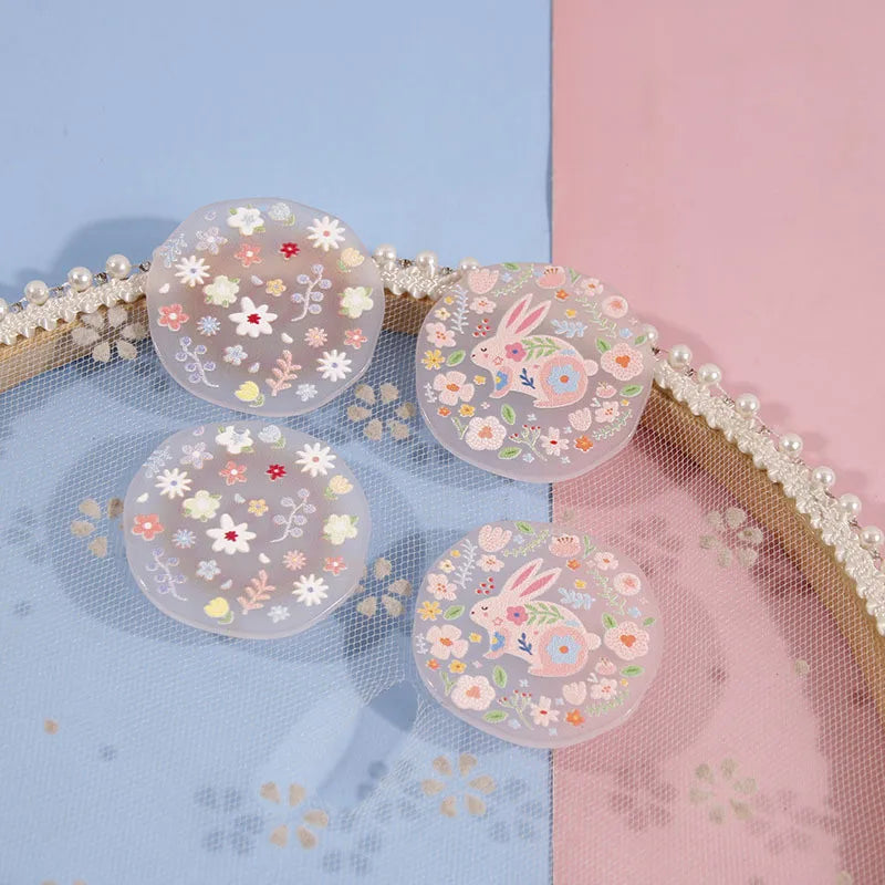 50pcs Cartoon Flowers/Rabbits Acrylic Beads for DIY Jewelry Making
