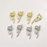 50pcs Rose Flowers Alloy Floating Locket Charms DIY Jewelry Earring Pendant