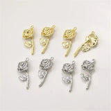 50pcs Rose Flowers Alloy Floating Locket Charms DIY Jewelry Earring Pendant